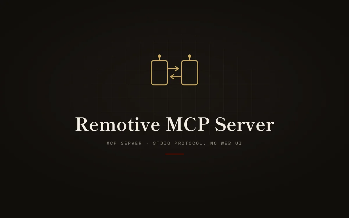 Remotive MCP Server — a title card with a client-to-server connector motif; an MCP server with no web UI